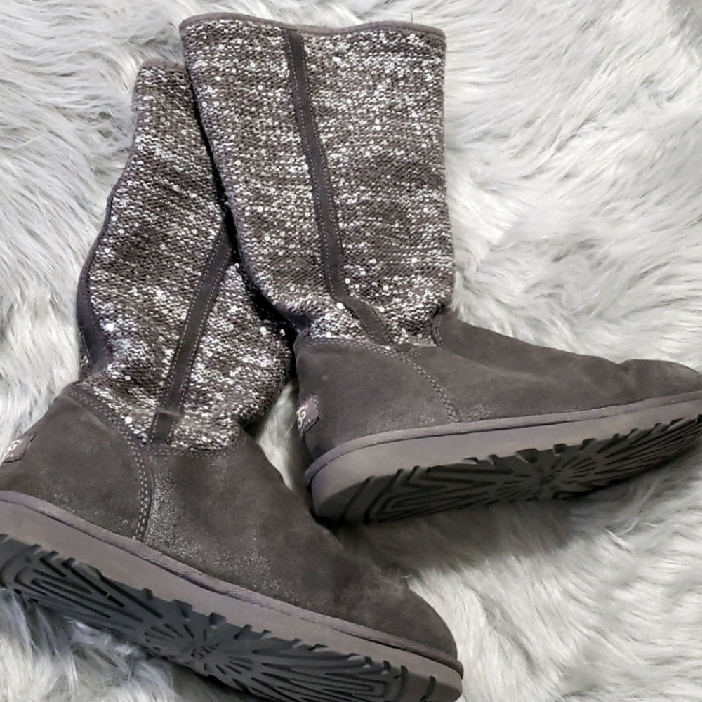 Ugg boots with knit sequined tops